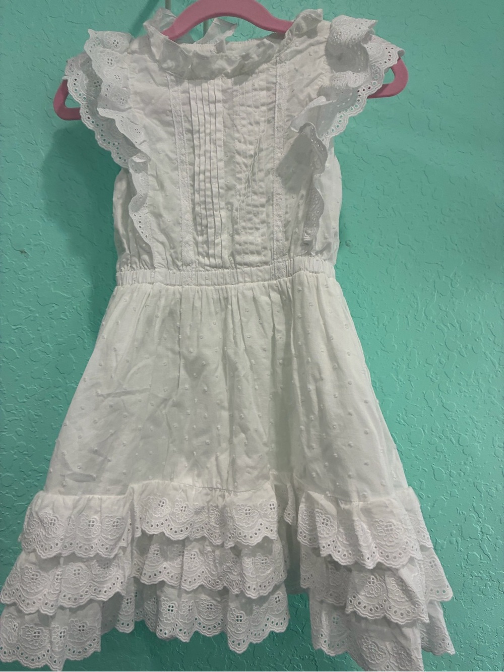 Janie and Jack White Eyelet Ruffle Dress 5 special occasion wedding church
